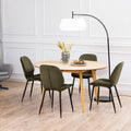 Nagano Round Dining Table in Oak 120cm includes 4 Femke Dining Chairs in Olive Green