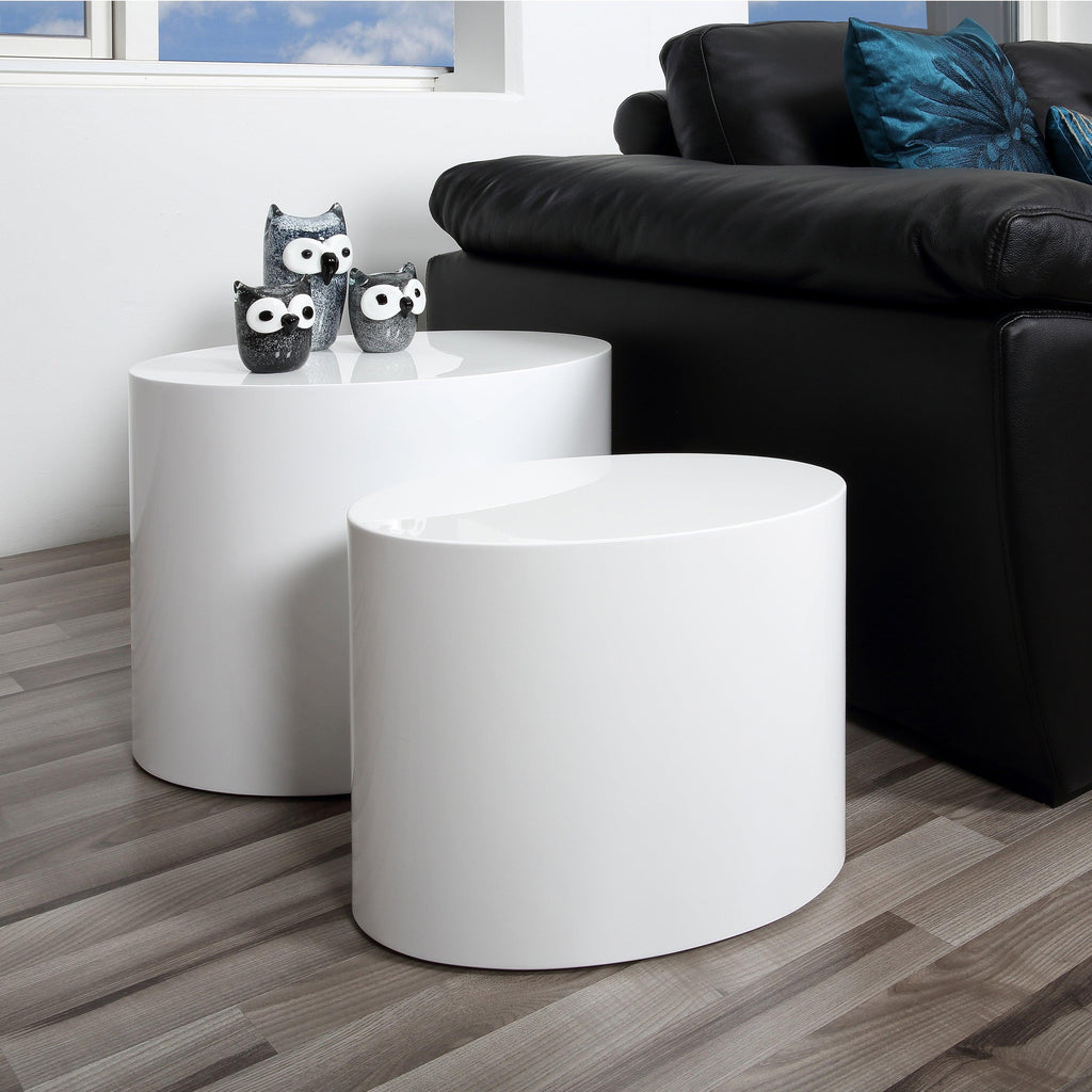 Mice Oval Coffee Table in White Set of 2 - image 4