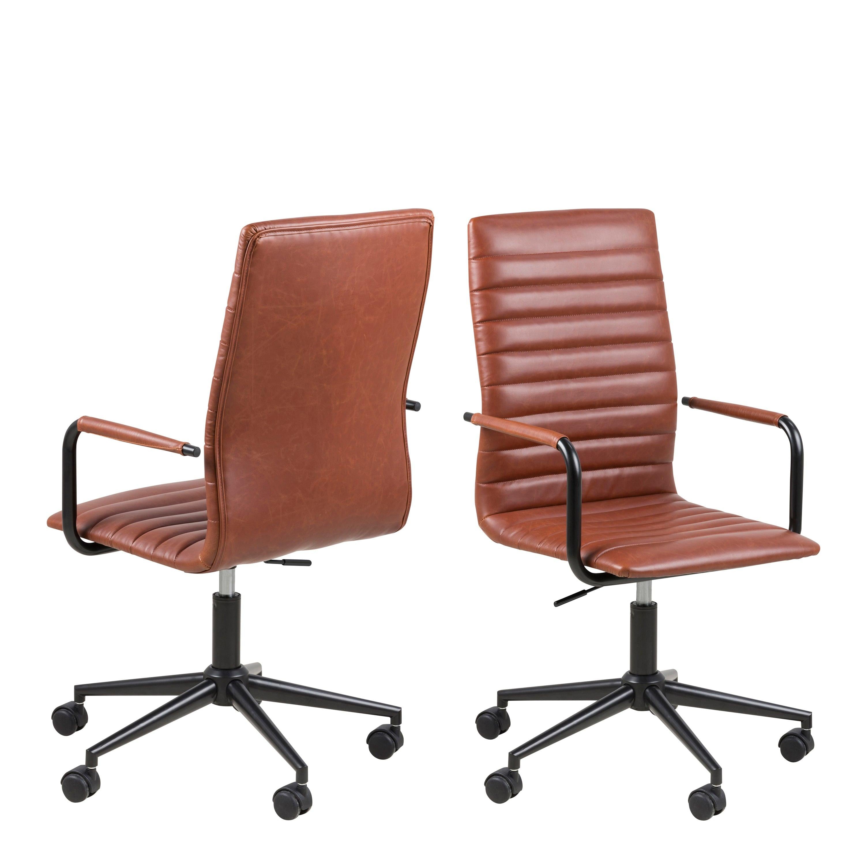 Winslow Swivel Desk Chair with Adjustable Height Function in Vintage Brandy