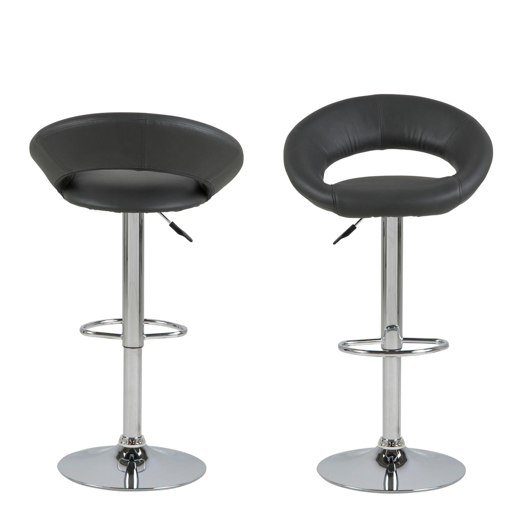 Plump Black Swivel Bar Stool with Open Back - image 2