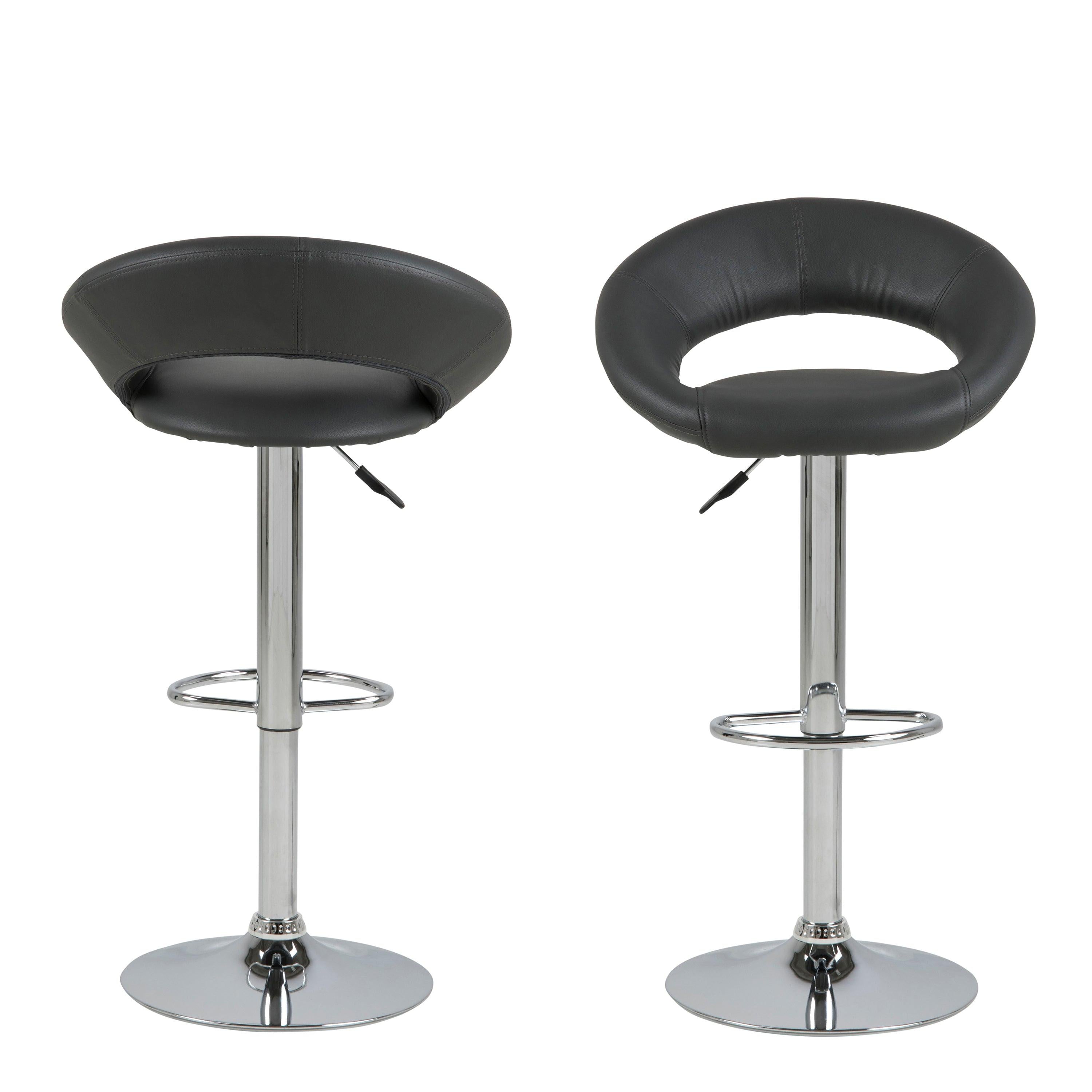 Plump Black Swivel Bar Stool with Open Back - image 2
