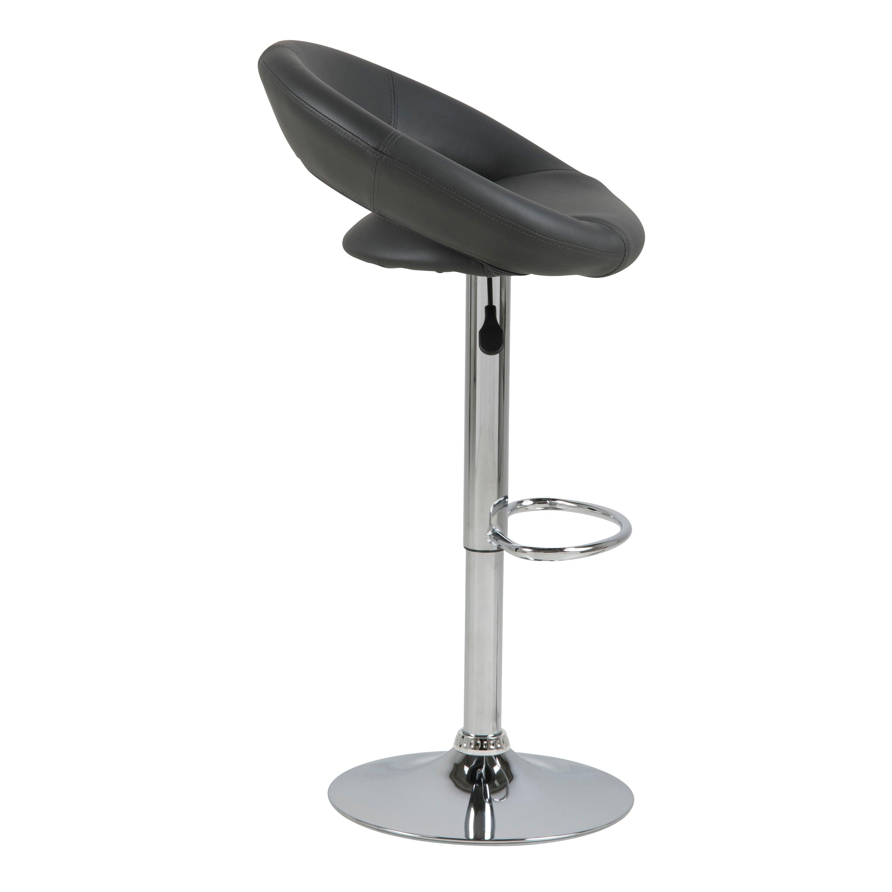 Plump Black Swivel Bar Stool with Open Back - image 3