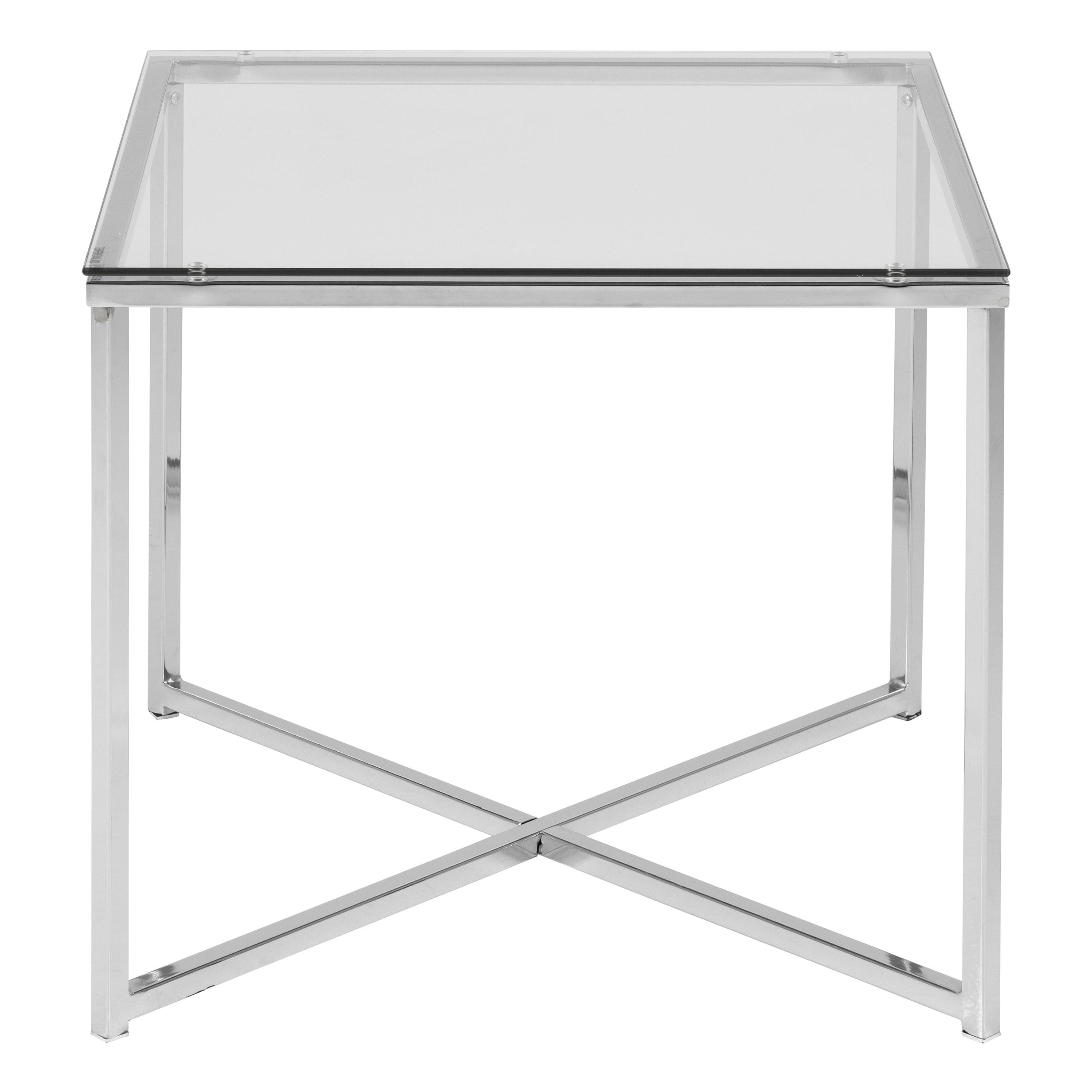 Cross Square Metal Side Table with Glass Top - image 2