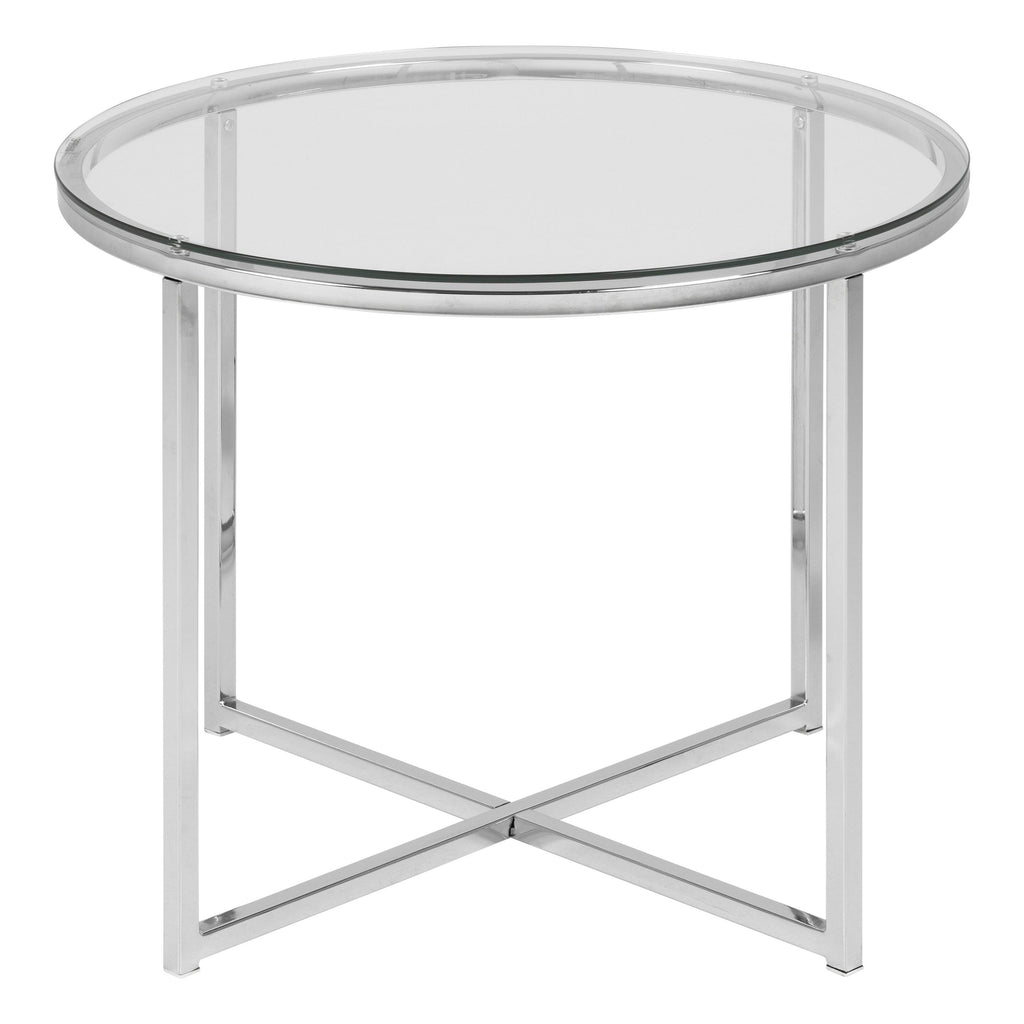 Cross Round Metal Side Table with Glass Top - image 2