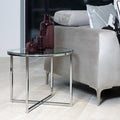Cross Round Metal Side Table with Glass Top - image 3