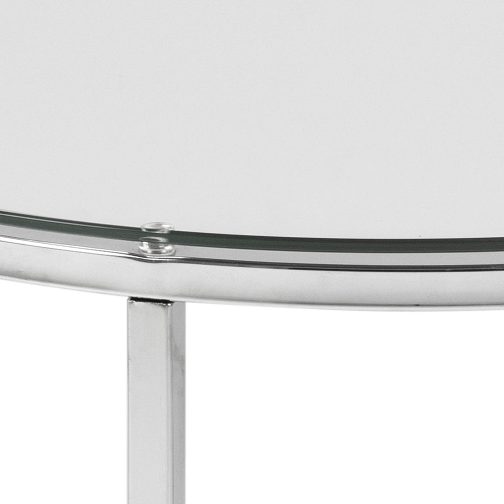 Cross Round Metal Side Table with Glass Top - image 4