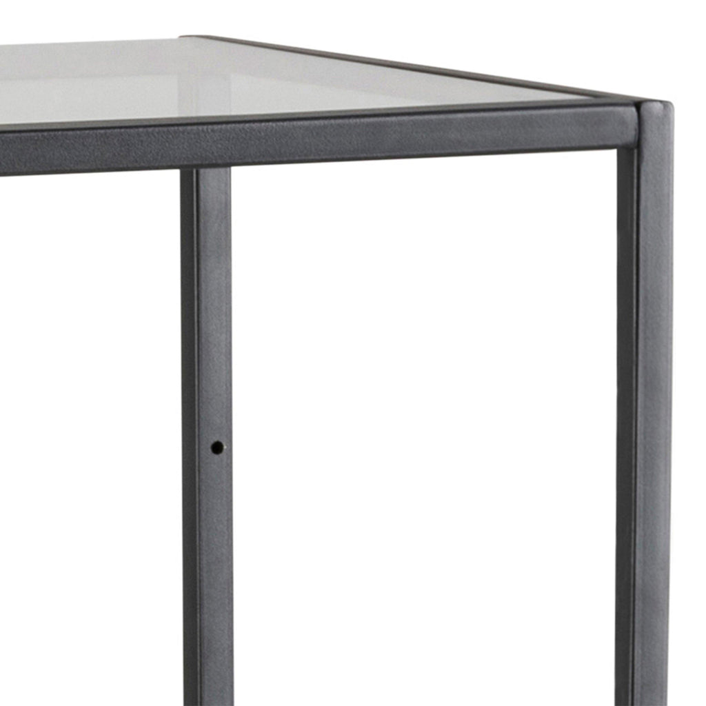 Seaford Narrow Black Metal Bookcase with 3 Glass Shelves - image 4