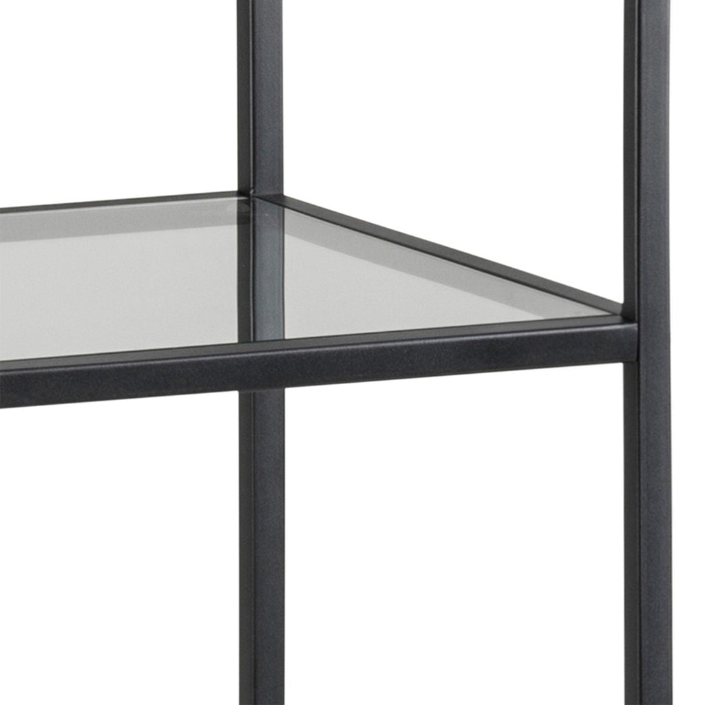 Seaford Narrow Black Metal Bookcase with 3 Glass Shelves - image 5
