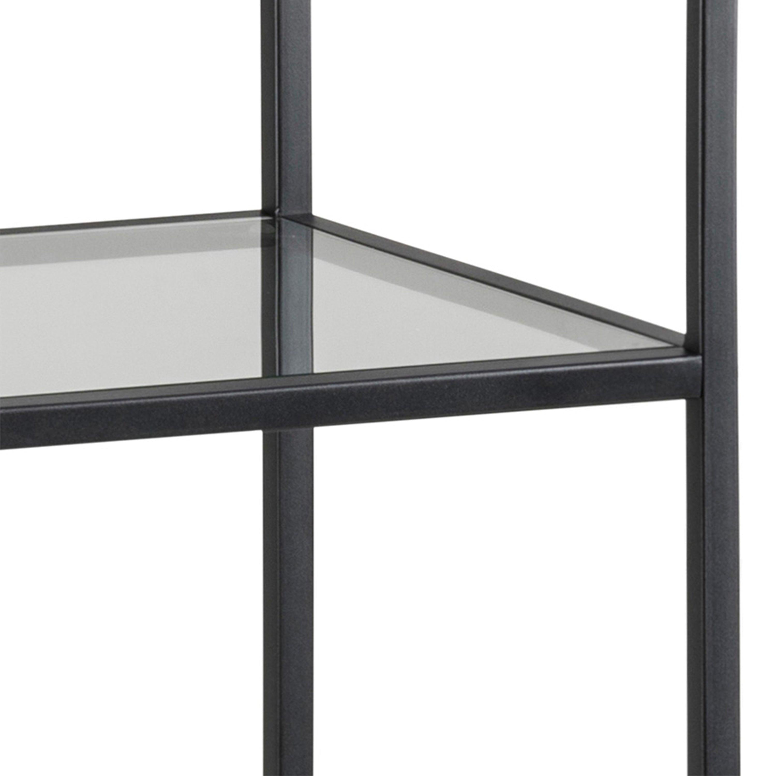 Seaford Narrow Black Metal Bookcase with 3 Glass Shelves - image 5