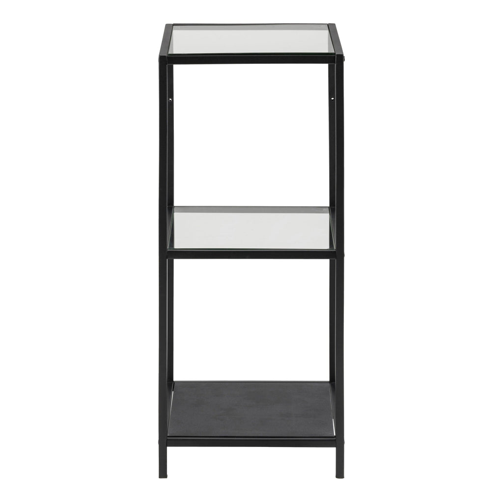 Seaford Narrow Black Metal Bookcase with 2 Glass Shelves - image 2