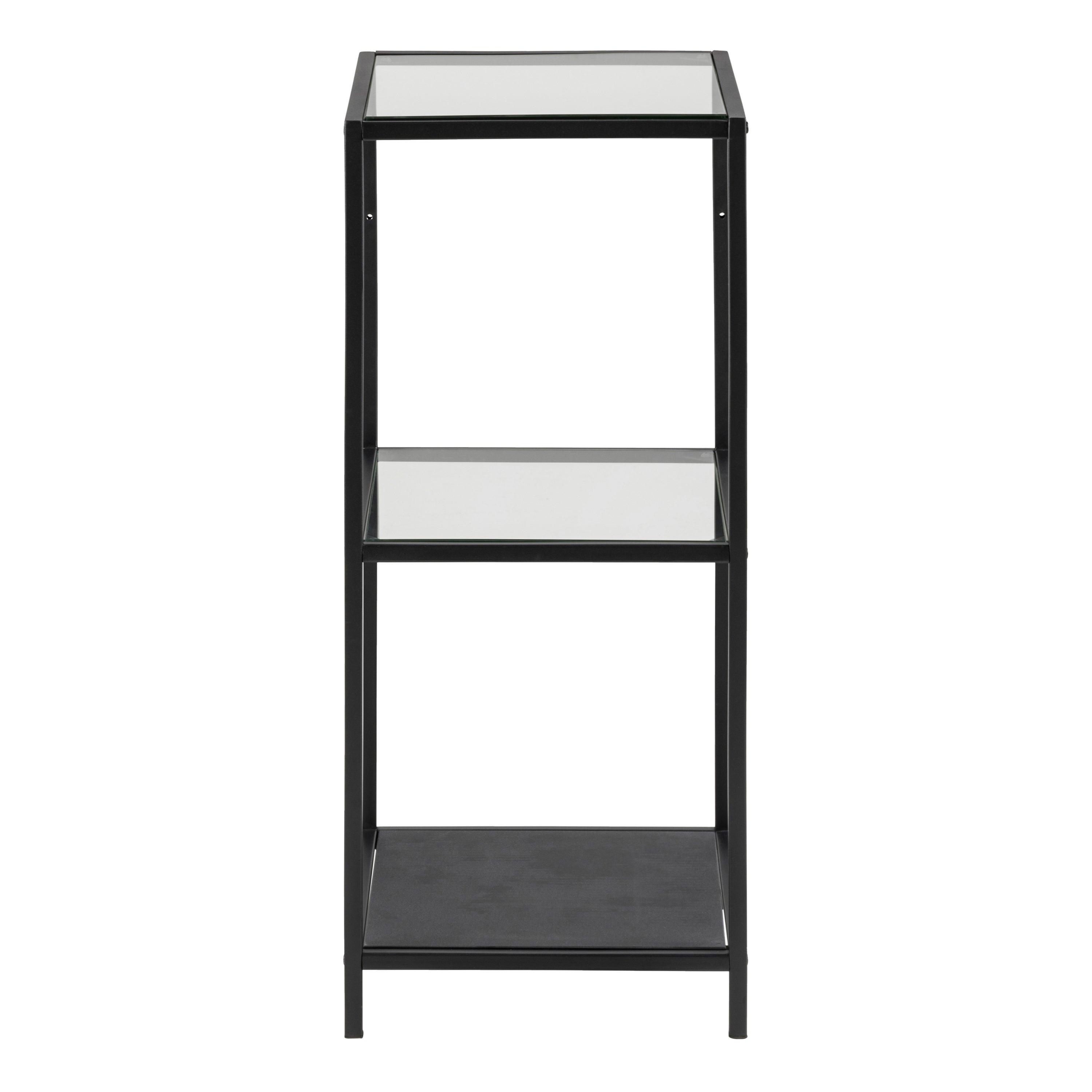Seaford Narrow Black Metal Bookcase with 2 Glass Shelves - image 2