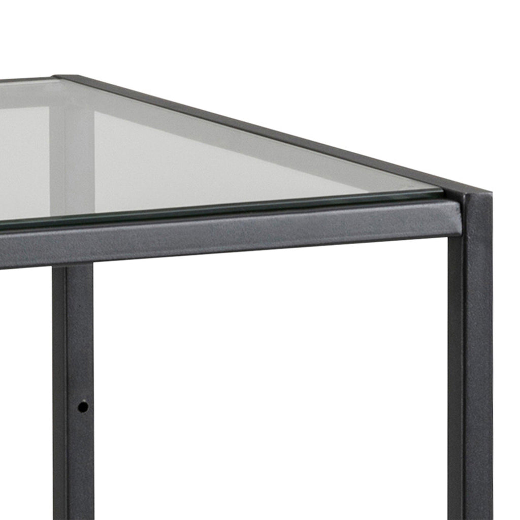 Seaford Narrow Black Metal Bookcase with 2 Glass Shelves - image 4