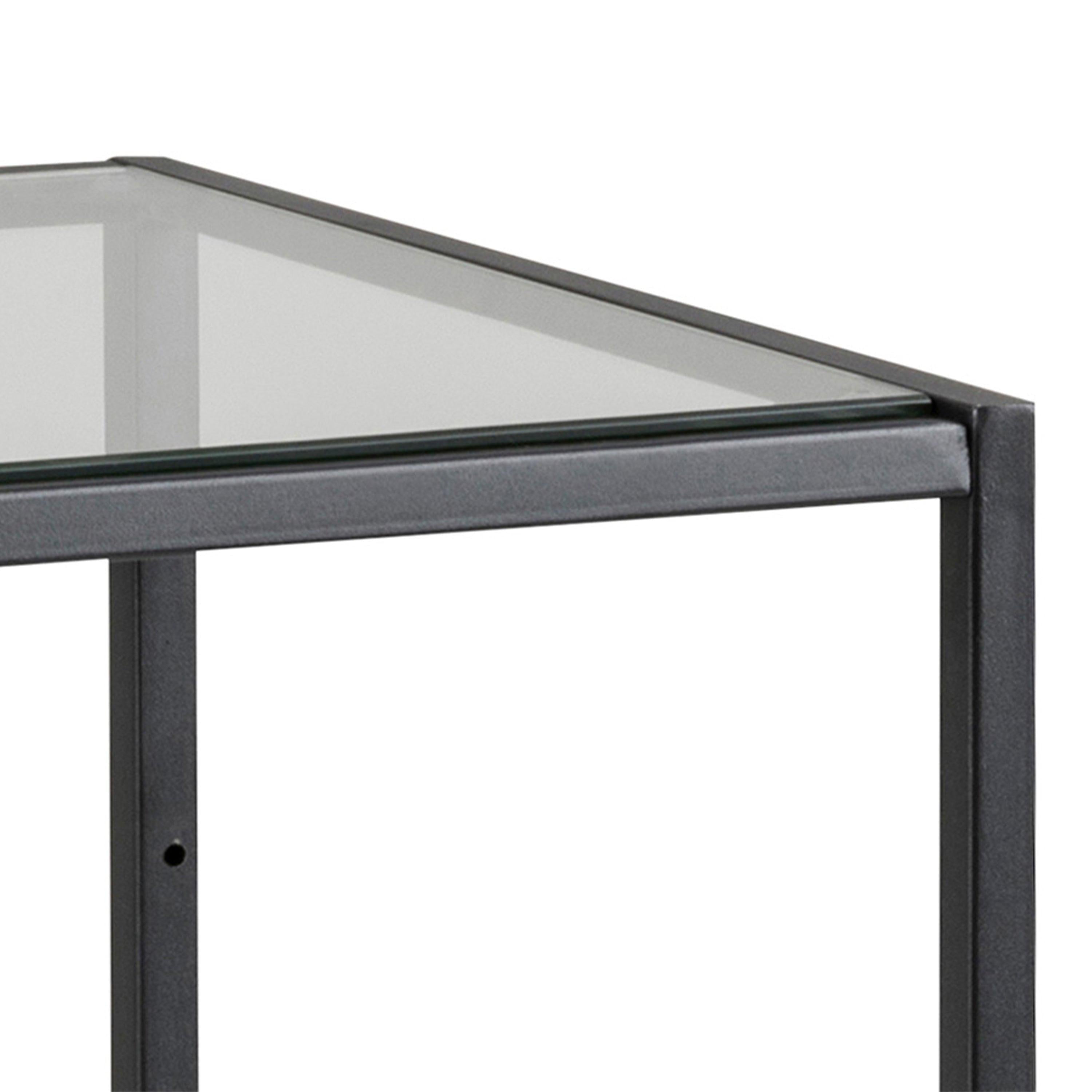 Seaford Narrow Black Metal Bookcase with 2 Glass Shelves - image 4