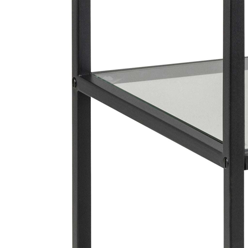 Seaford Narrow Black Metal Bookcase with 2 Glass Shelves - image 5