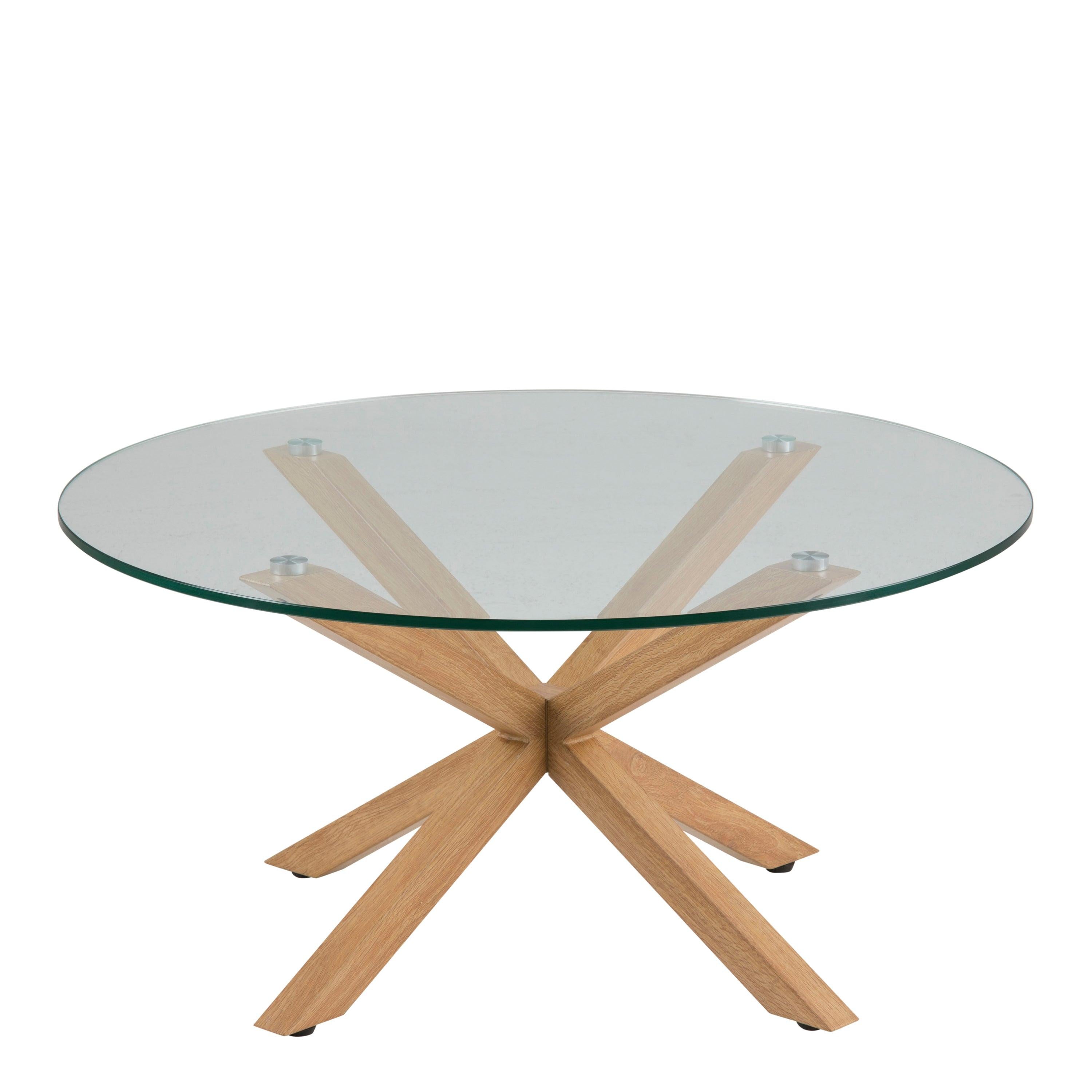 Heaven Round Coffee Table with Smoked Glass Top and Oak Legs - image 2