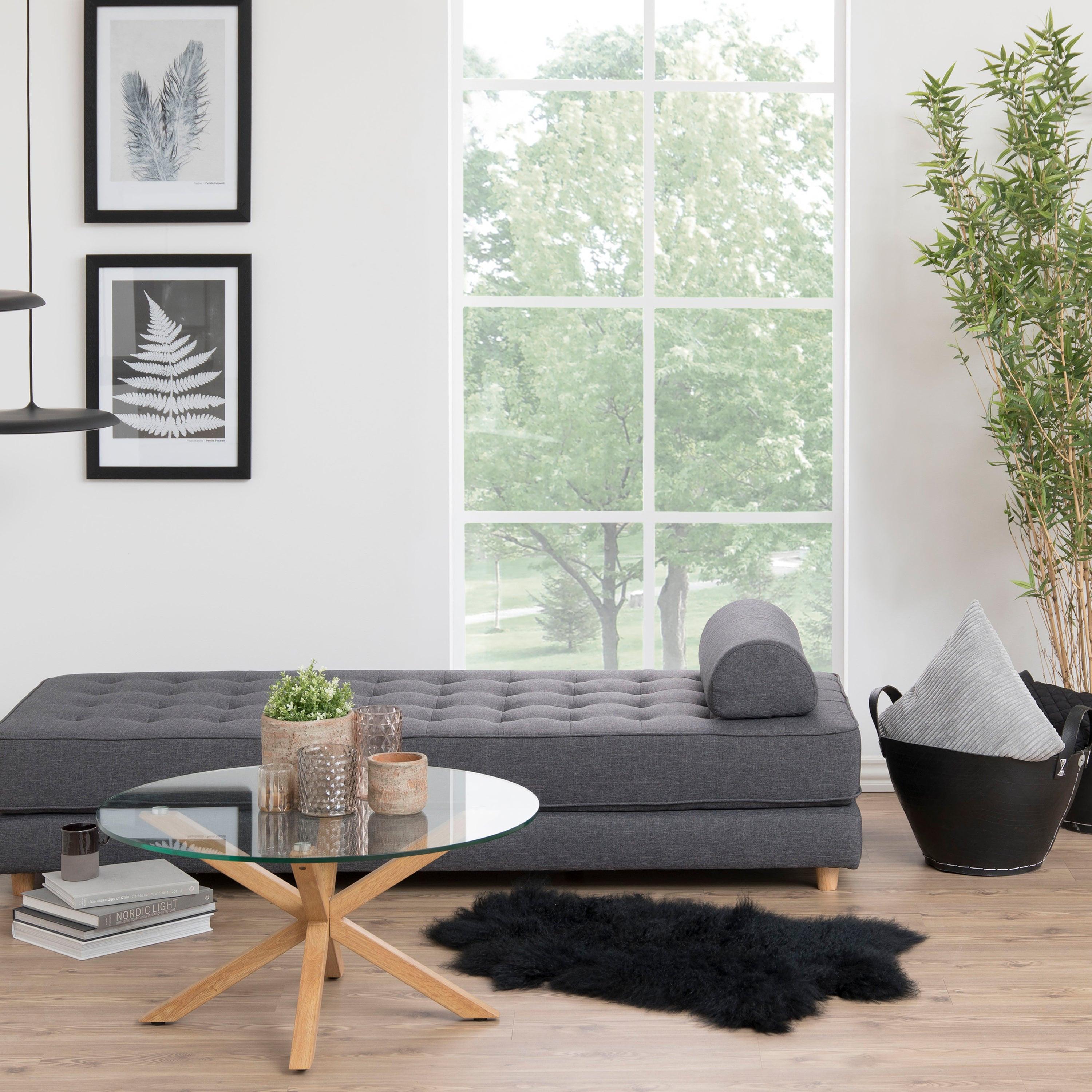 Heaven Round Coffee Table with Smoked Glass Top and Oak Legs - image 3