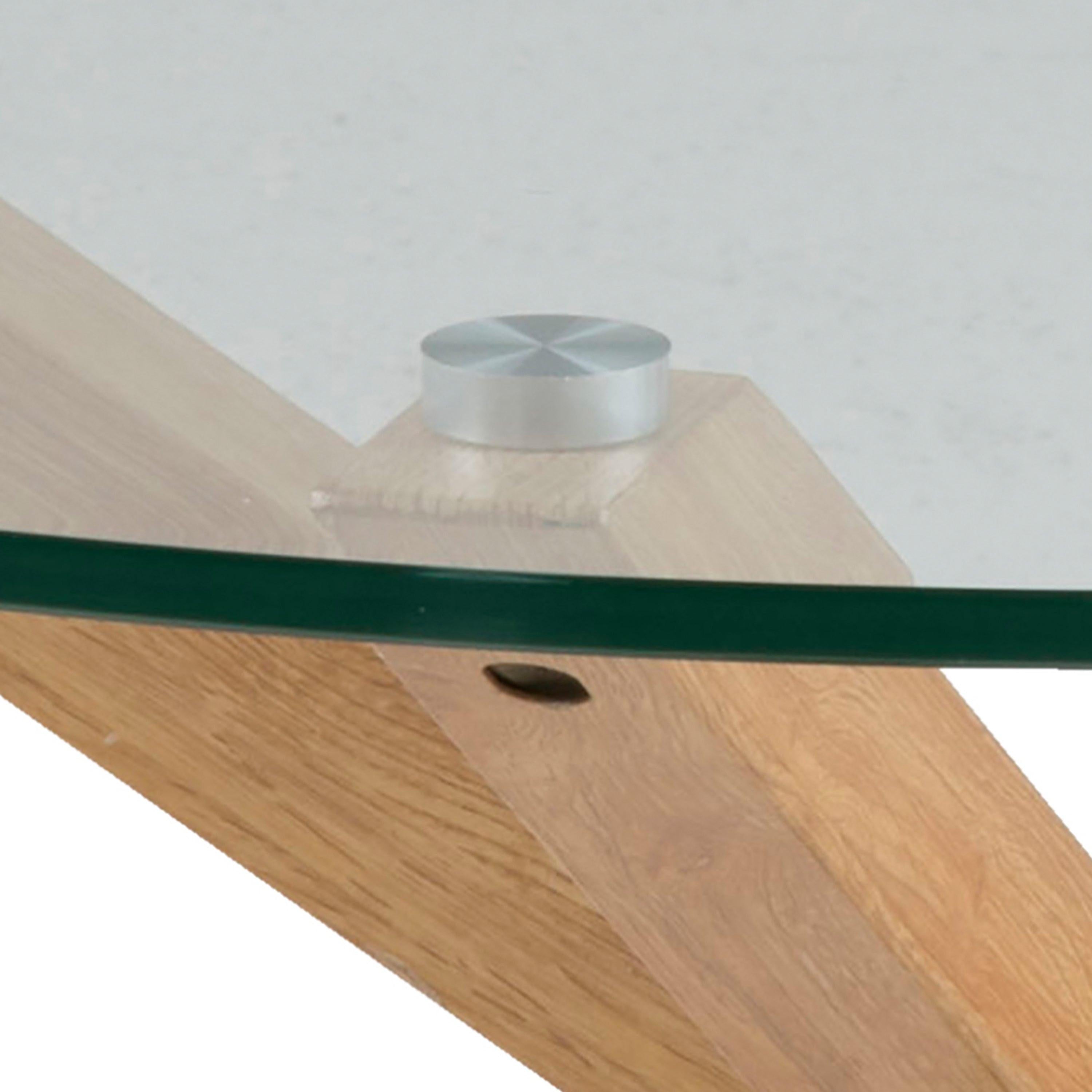 Heaven Round Coffee Table with Smoked Glass Top and Oak Legs - image 4