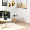 Alisma Round Side Table with White Crystal Clear Marble Glass Top & Gold Legs - image 3