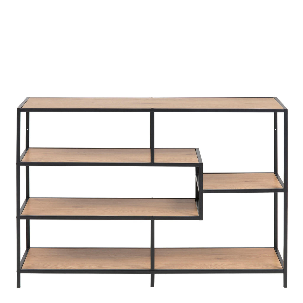 Seaford Wide Black Metal Bookcase with 4 Oak Shelves - image 2