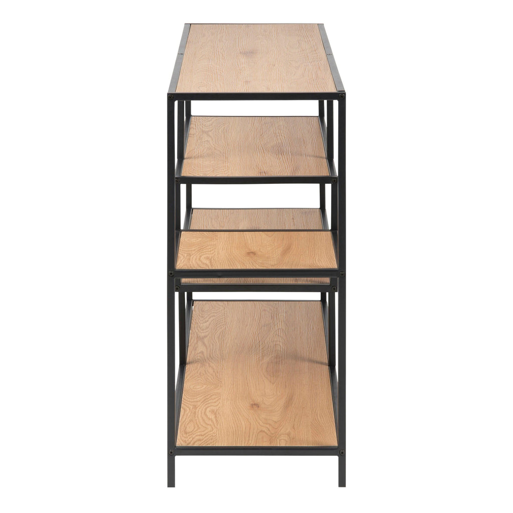 Seaford Wide Black Metal Bookcase with 4 Oak Shelves - image 3
