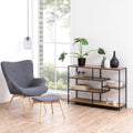 Seaford Wide Black Metal Bookcase with 4 Oak Shelves - image 4