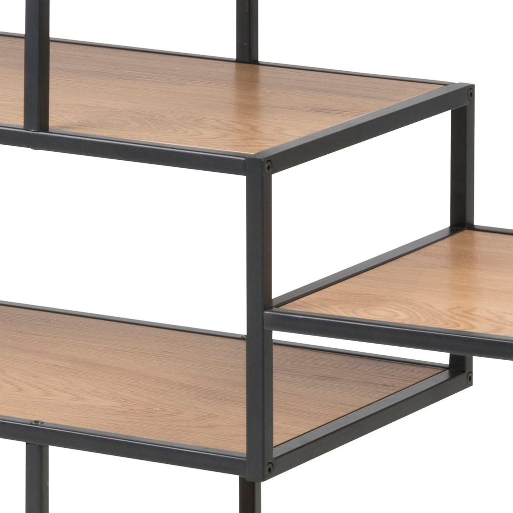 Seaford Wide Black Metal Bookcase with 4 Oak Shelves - image 7
