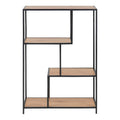 Seaford Black Metal Asymmetrical Bookcase with 3 Oak Shelves - image 2