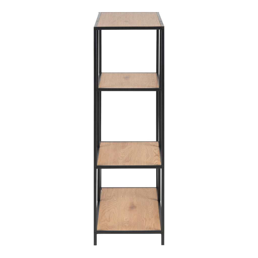 Seaford Black Metal Asymmetrical Bookcase with 3 Oak Shelves - image 3