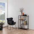 Seaford Black Metal Asymmetrical Bookcase with 3 Oak Shelves - image 4