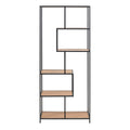 Seaford Tall Black Metal Bookcase with 5 Oak Shelves - image 2
