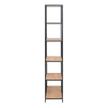 Seaford Tall Black Metal Bookcase with 5 Oak Shelves - image 3