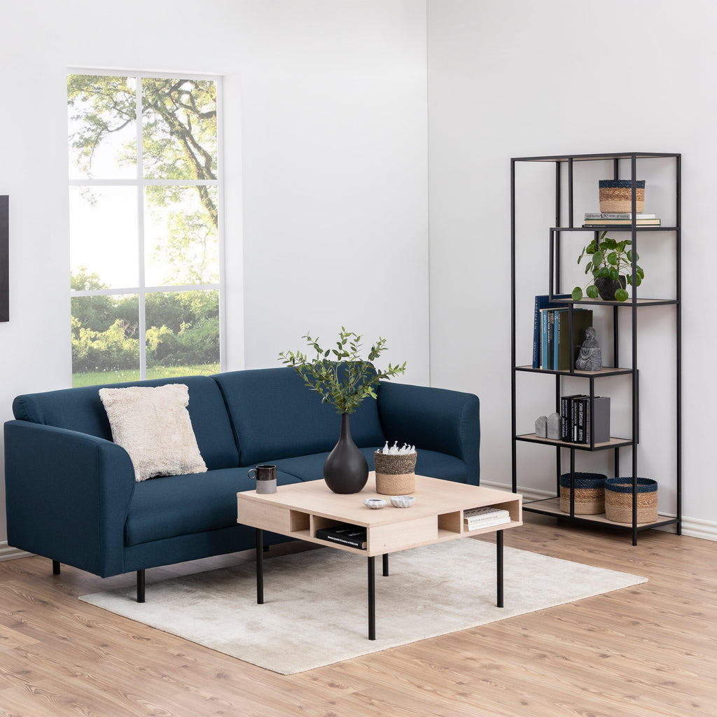 Seaford Tall Black Metal Bookcase with 5 Oak Shelves - image 4