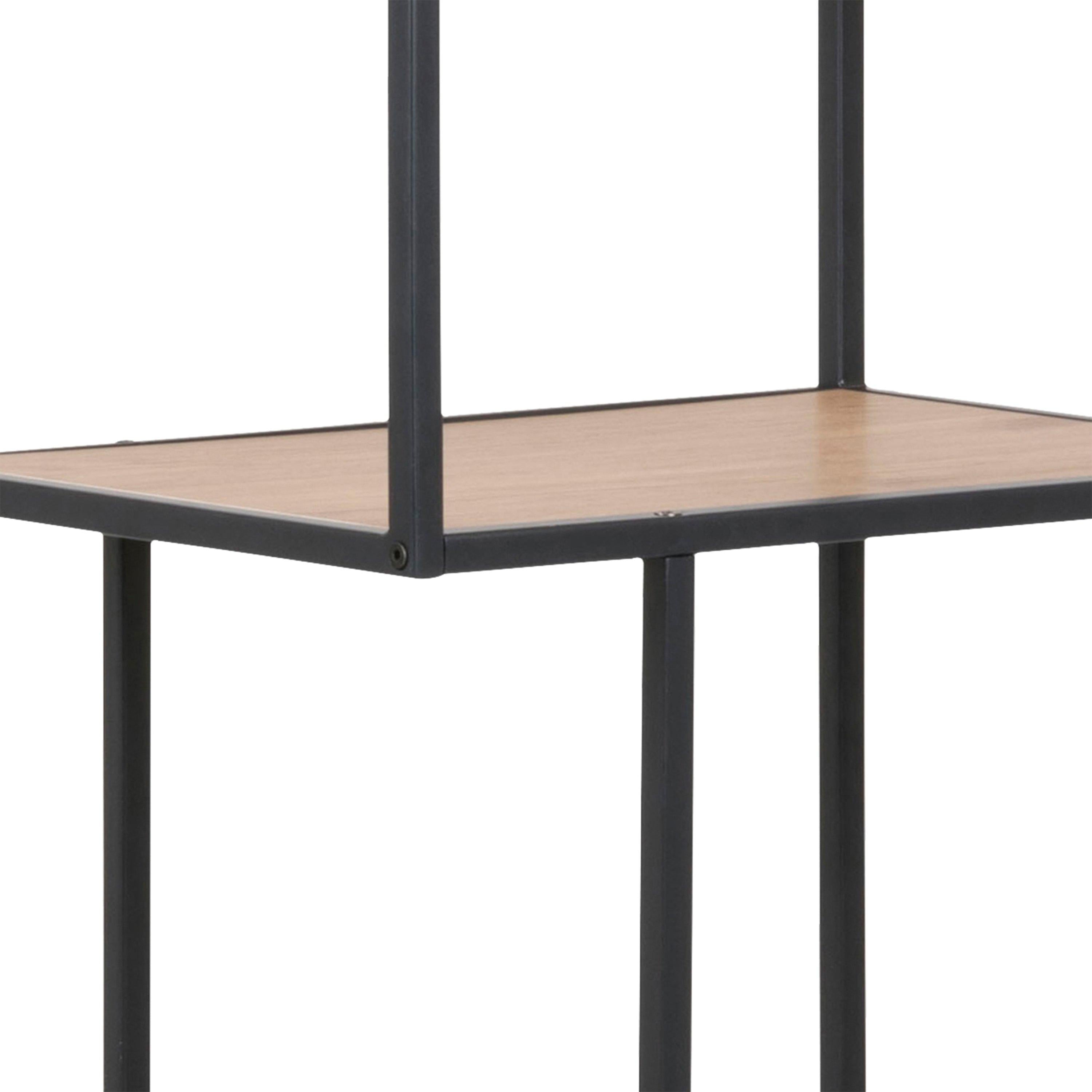 Seaford Tall Black Metal Bookcase with 5 Oak Shelves - image 9