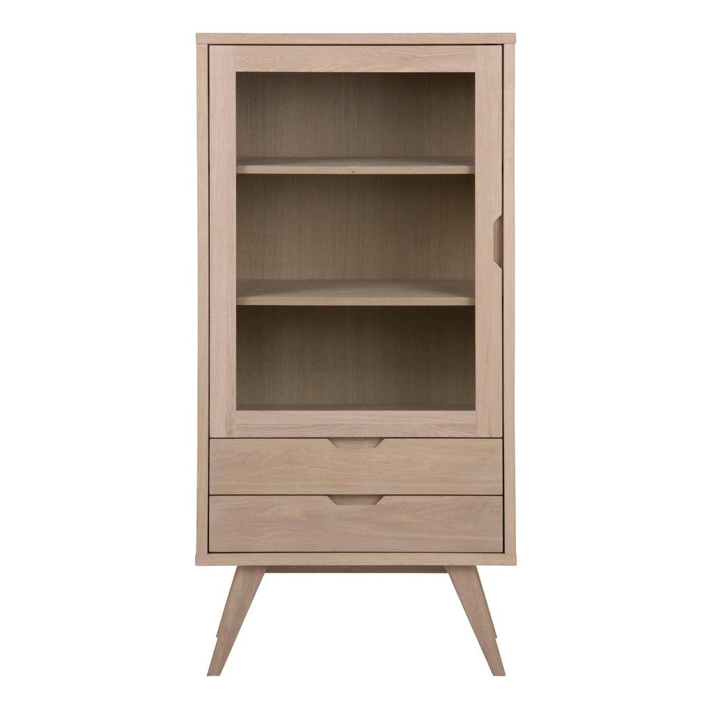A-Line Display Cabinet with 2 Drawers and 2 Shelves in White Oak - image 2