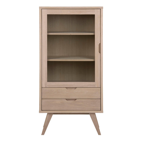 A-Line Display Cabinet with 2 Drawers and 2 Shelves in White Oak - image 2