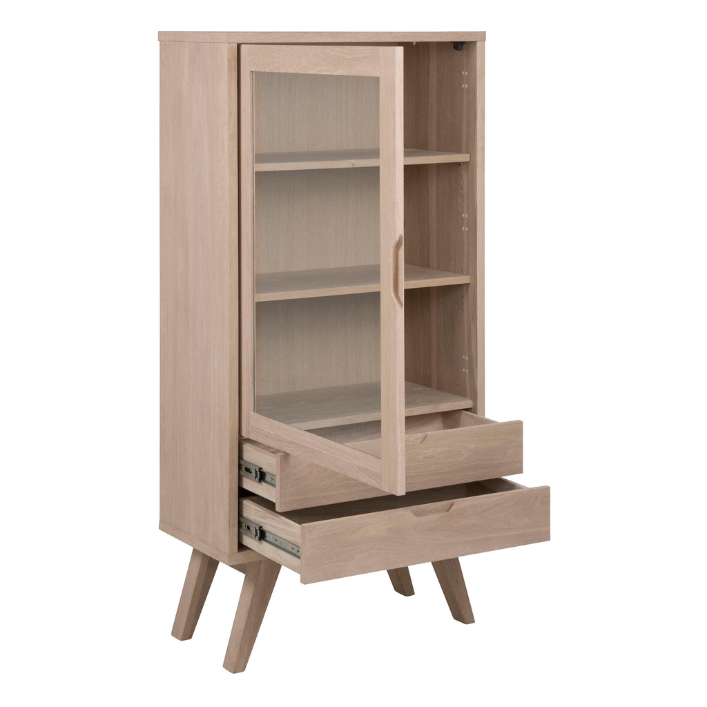 A-Line Display Cabinet with 2 Drawers and 2 Shelves in White Oak - image 4
