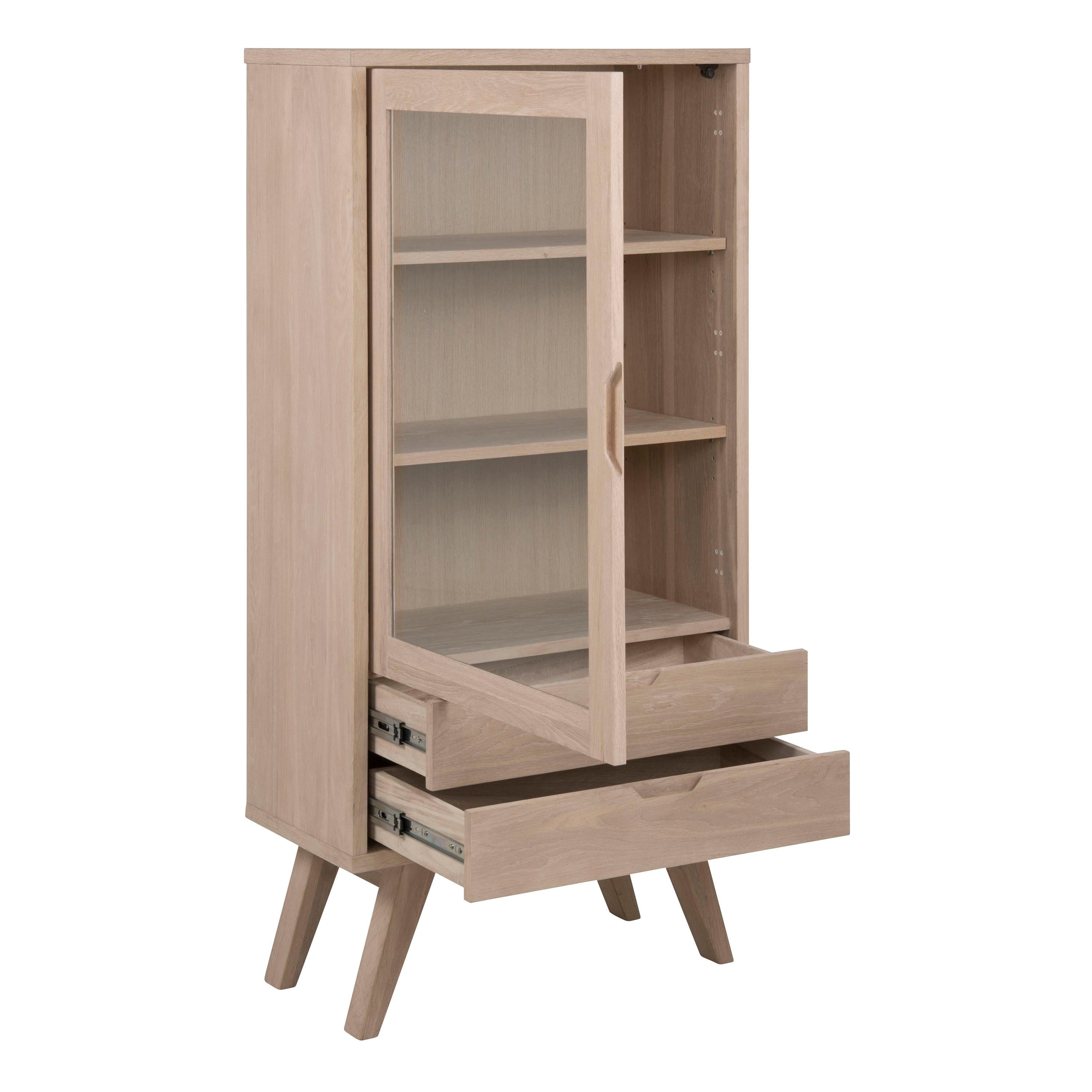 A-Line Display Cabinet with 2 Drawers and 2 Shelves in White Oak - image 4