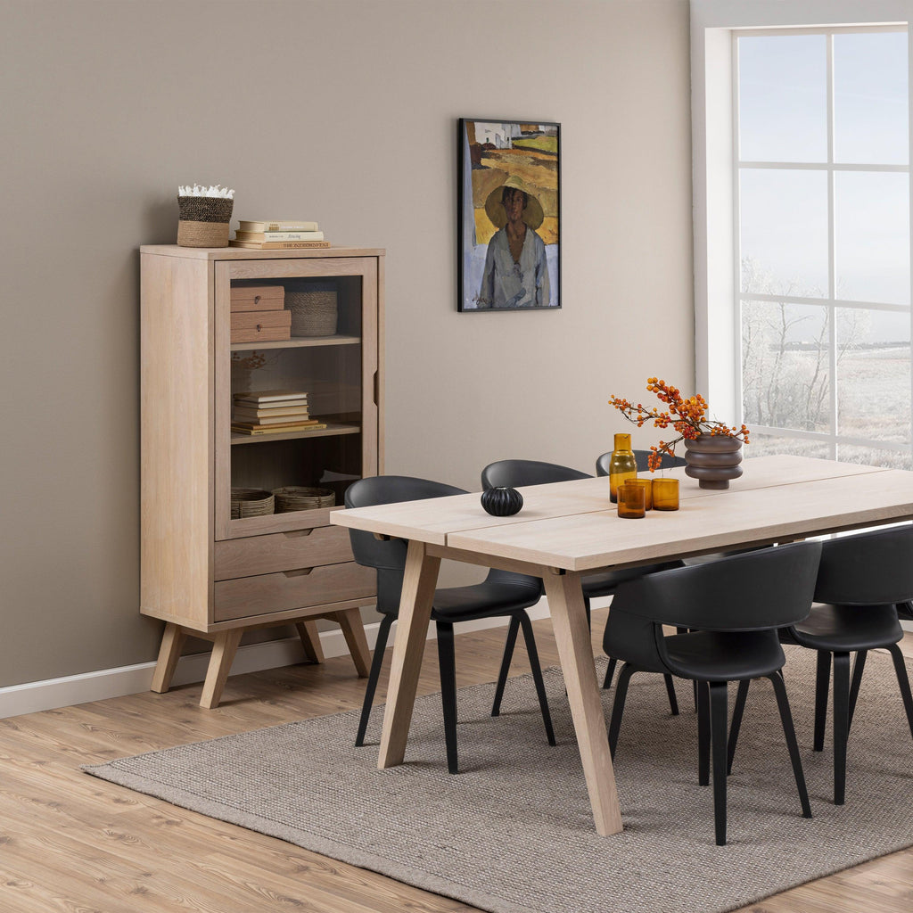 A-Line Display Cabinet with 2 Drawers and 2 Shelves in White Oak - image 5