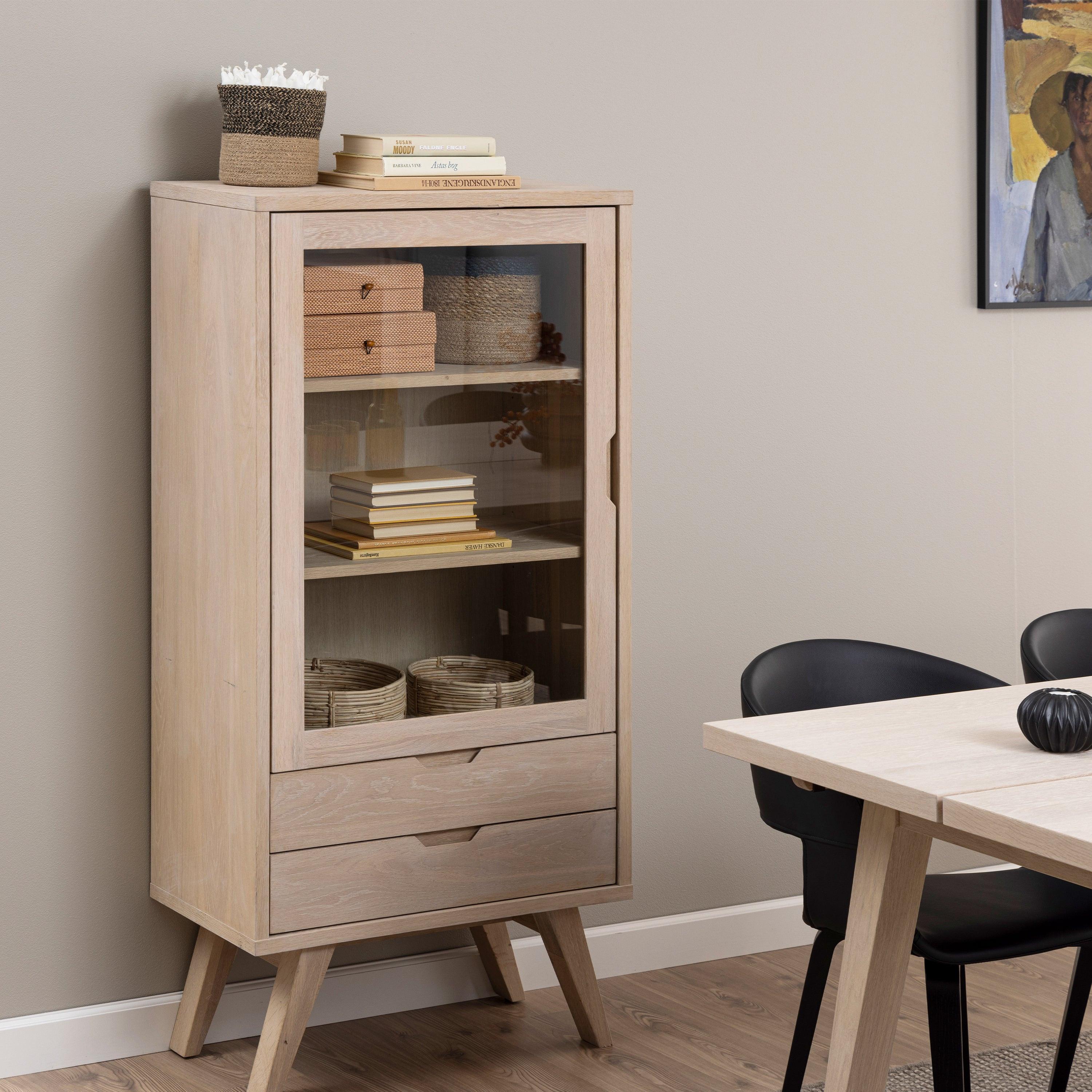 A-Line Display Cabinet with 2 Drawers and 2 Shelves in White Oak - image 6