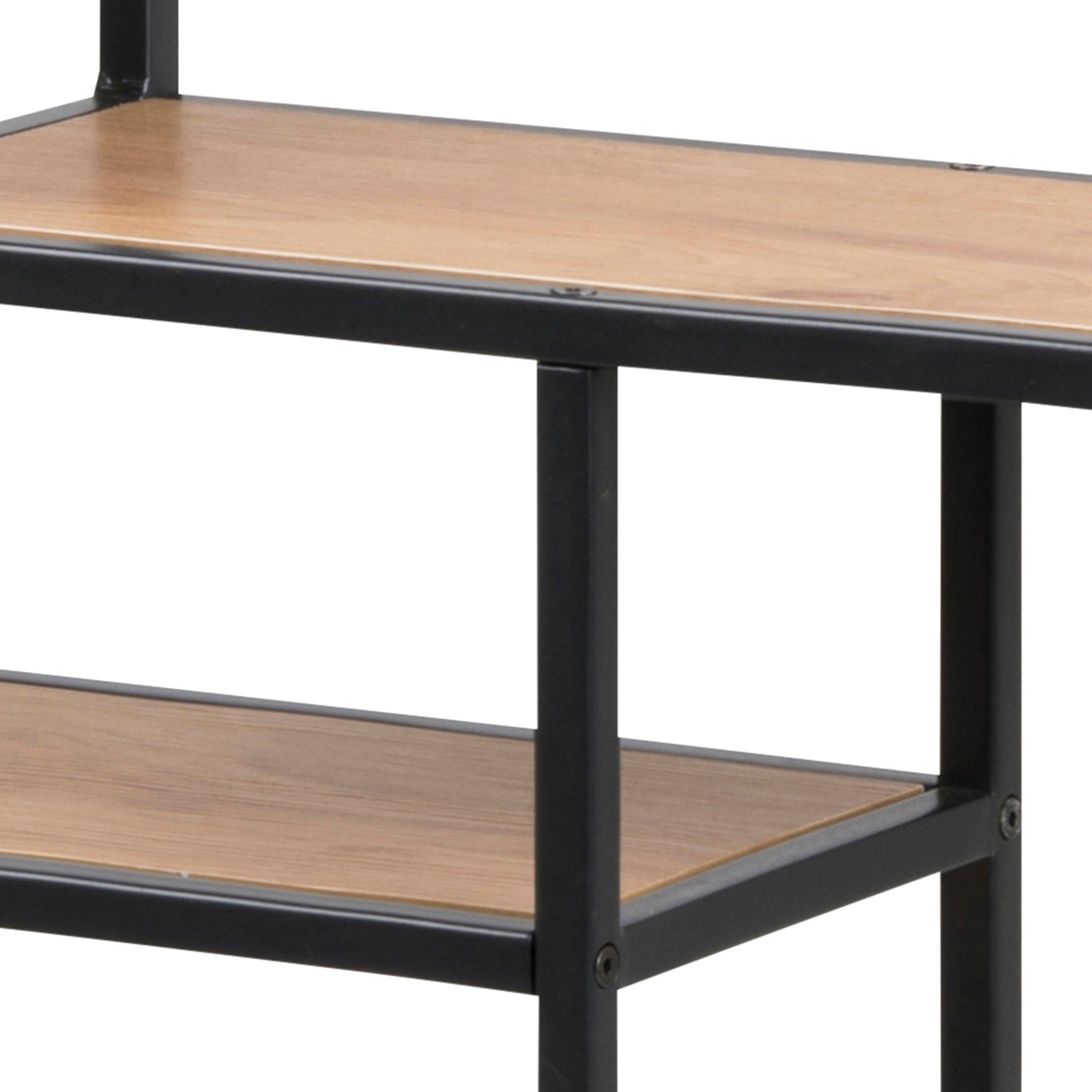 Seaford Black Metal Wide Wall Shelf with 3 Additional Oak Shelves - image 7