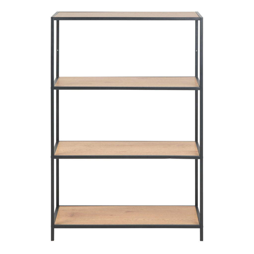 Seaford Black Metal Low Bookcase with 3 Oak Shelves - image 2