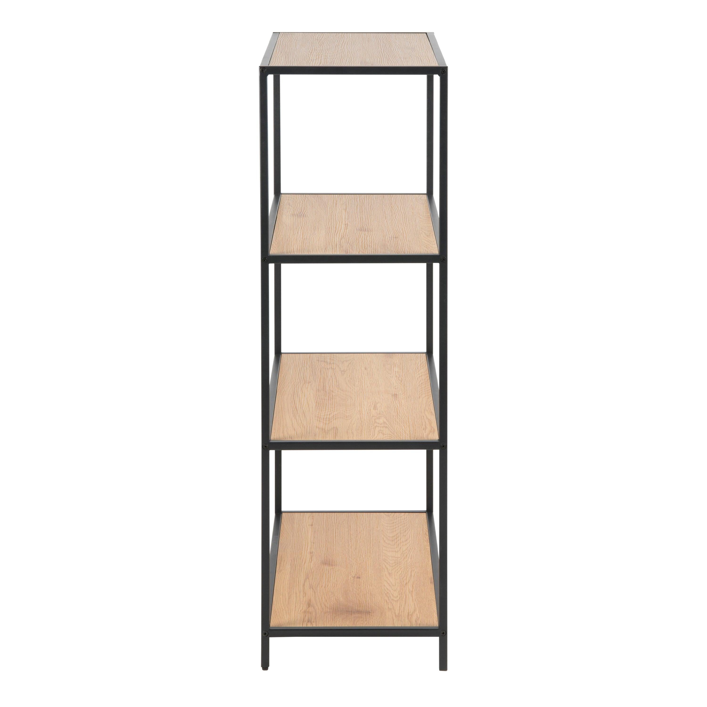 Seaford Black Metal Low Bookcase with 3 Oak Shelves - image 3