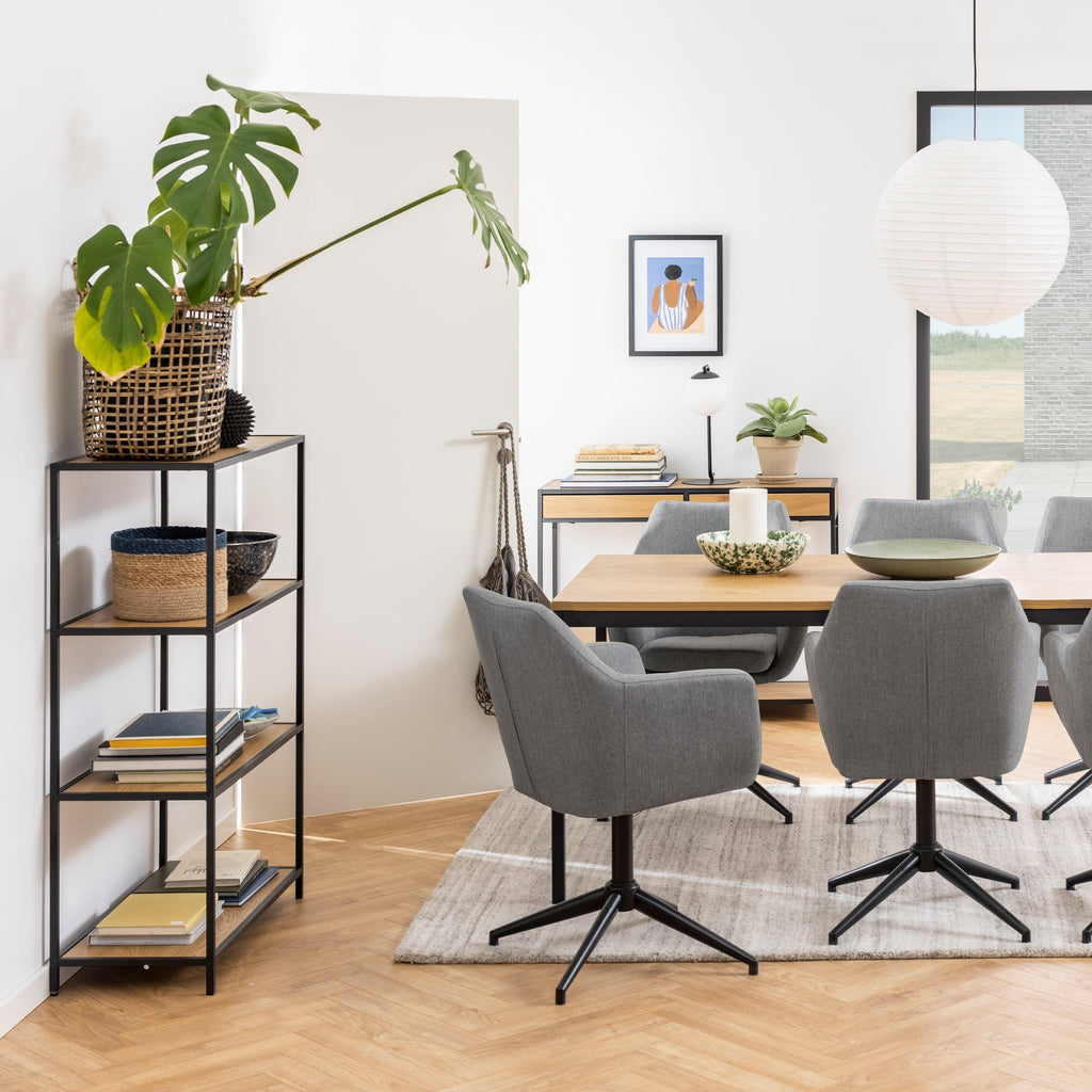 Seaford Black Metal Low Bookcase with 3 Oak Shelves - image 4