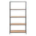 Seaford Tall Black Metal Bookcase with 4 Oak Shelves - image 2