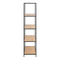 Seaford Tall Black Metal Bookcase with 4 Oak Shelves - image 3