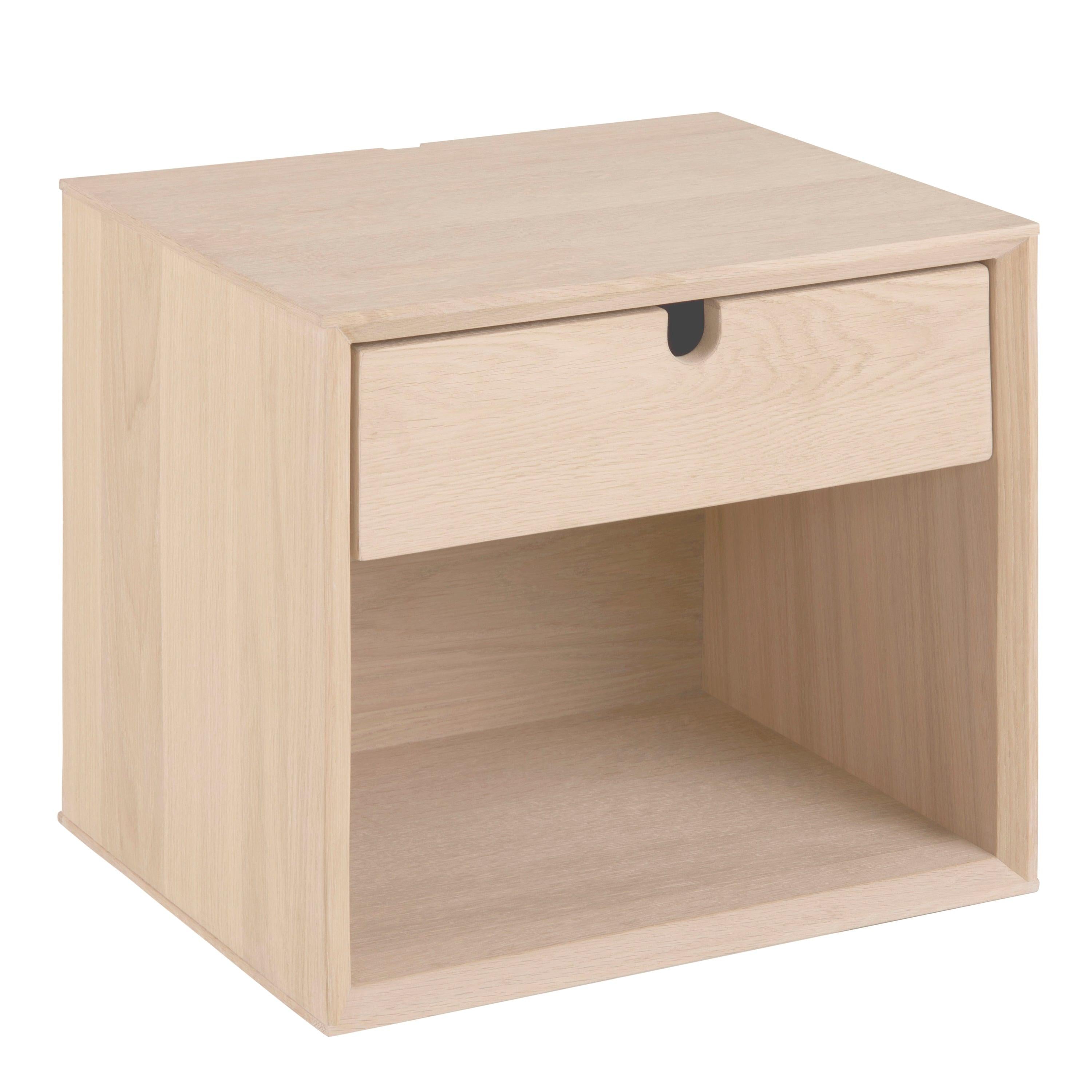 Century 1 Drawer Wall Mounted Bedside Table in White Oak - image 2