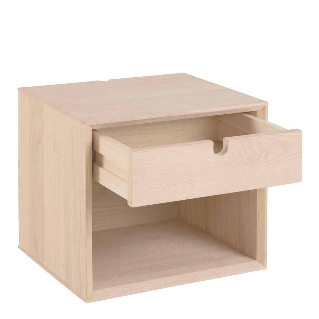 Century 1 Drawer Wall Mounted Bedside Table in White Oak - image 3