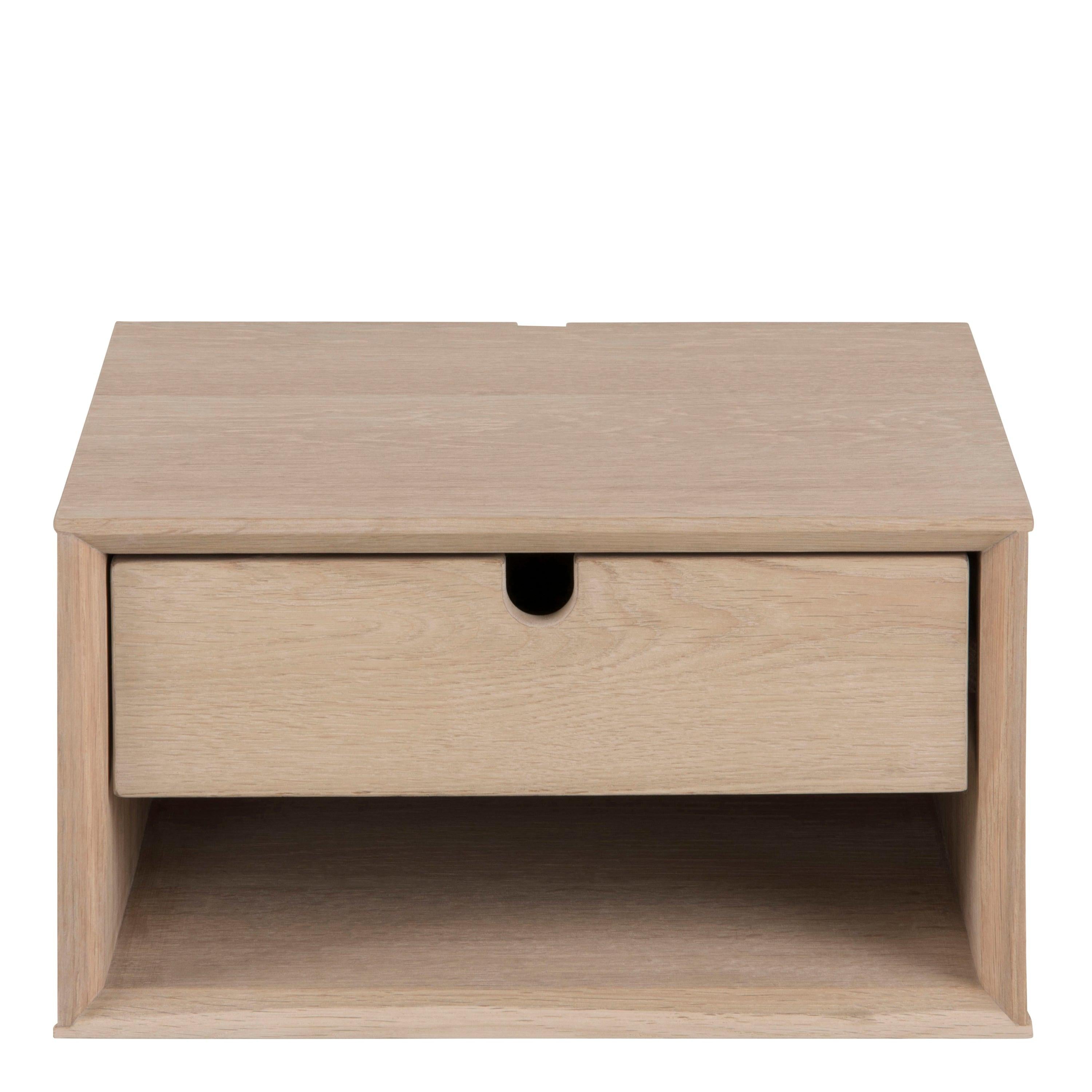 Century 1 Drawer Wall Mounted Bedside Table in Oak - image 2