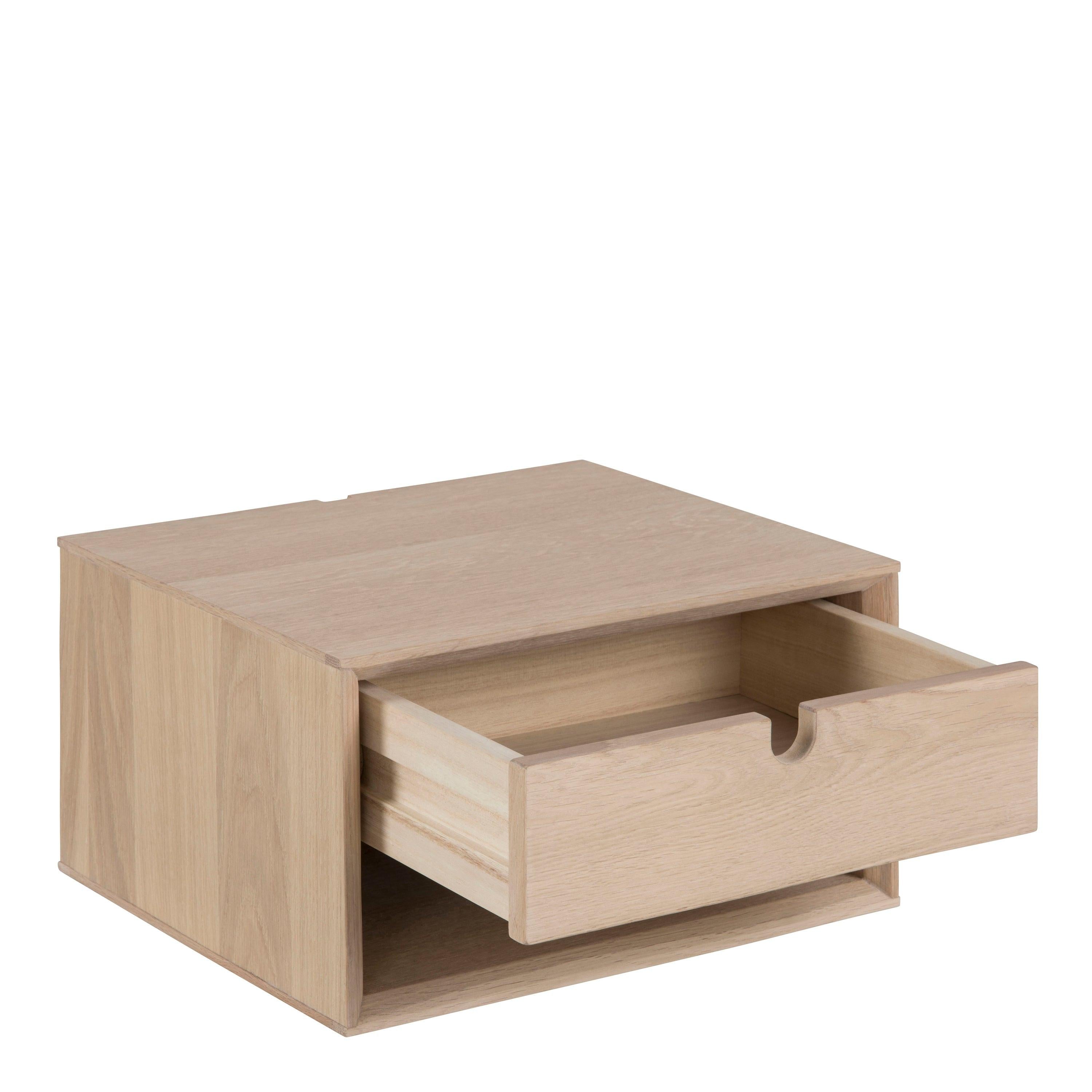 Century 1 Drawer Wall Mounted Bedside Table in Oak - image 3