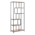 Seaford Tall Black Metal Bookcase with 5 Sonoma Oak Shelves
